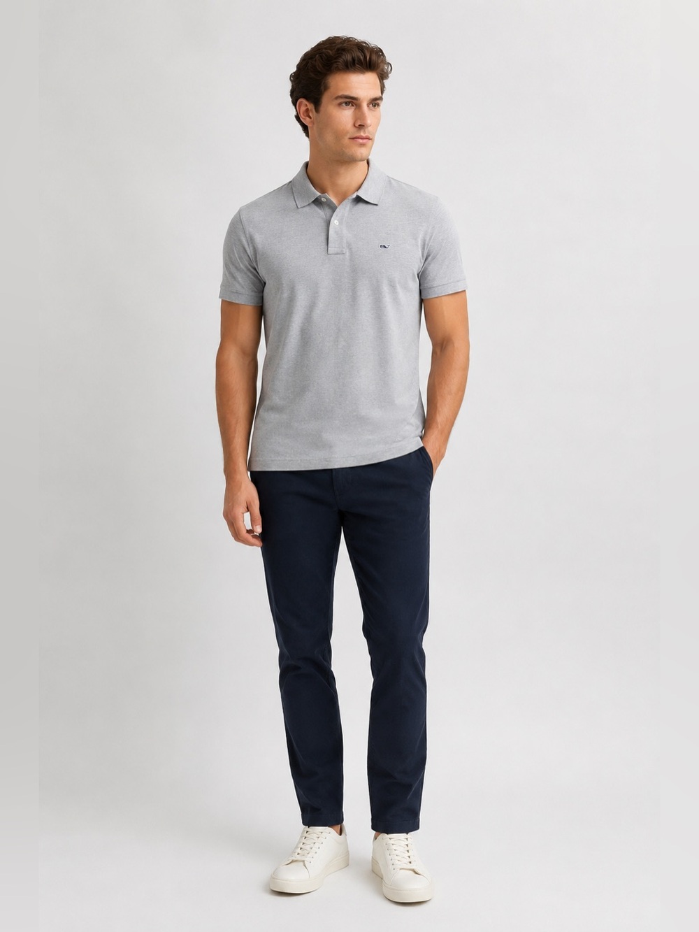 Vineyard Vines Slim Fit Polo Gray — Men’s Medium